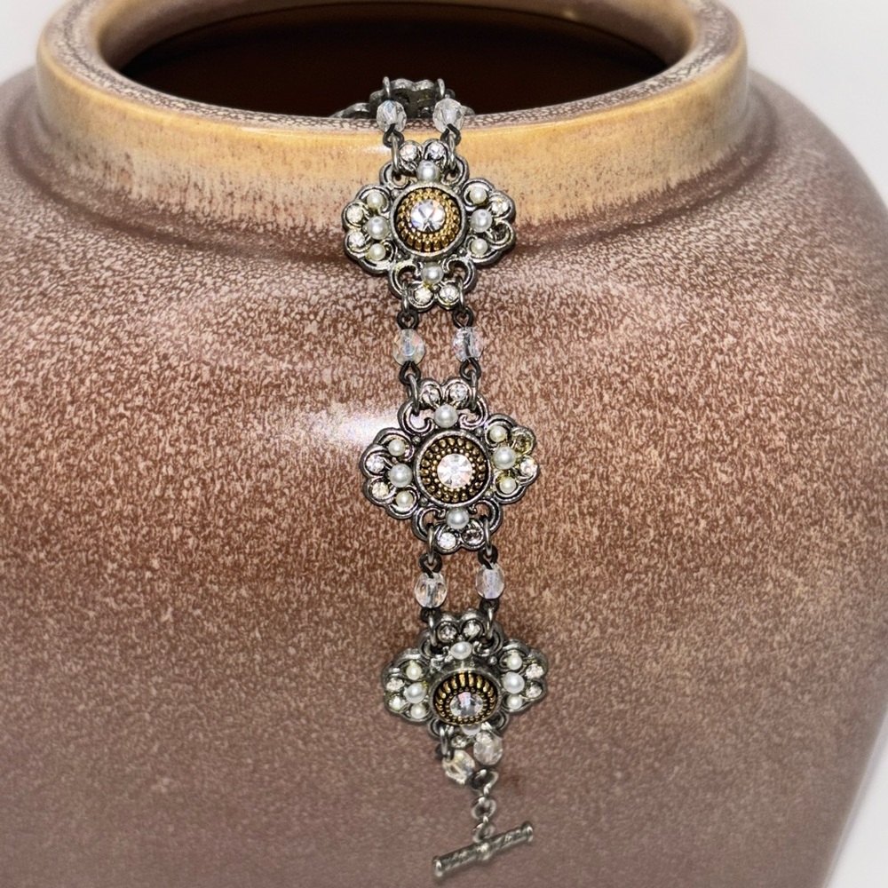 F.A.I.T.H. Elegant Silver and Gold Floral Bracelet